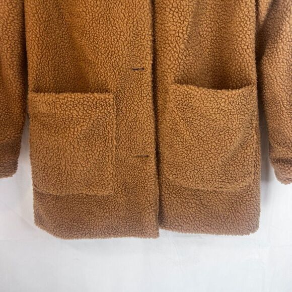 Pink Platinum Brown Fleece Teddy Jacket Lined Boho Casual Neutral Size Medium - Picture 4 of 11